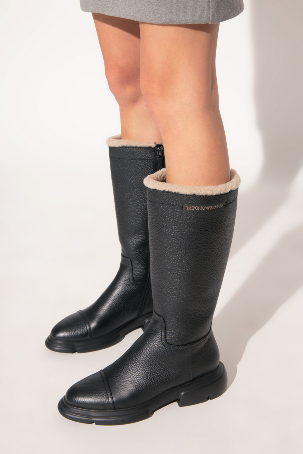 Armani knee shop high boots